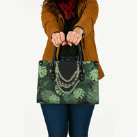 Green Hawaii Kukui Nut Lei Leather Bag Hawaiian Pattern Monstera Tropical Vibes LT14 - Polynesian Pride