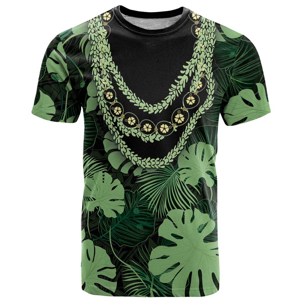 Green Hawaii Kukui Nut Lei T Shirt Hawaiian Pattern Monstera Tropical Vibes - Polynesian Pride