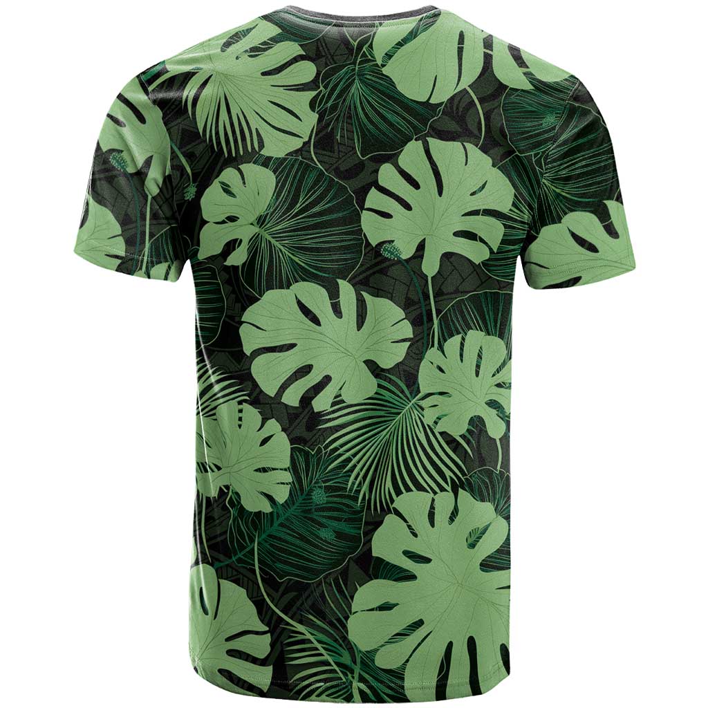 Green Hawaii Kukui Nut Lei T Shirt Hawaiian Pattern Monstera Tropical Vibes - Polynesian Pride