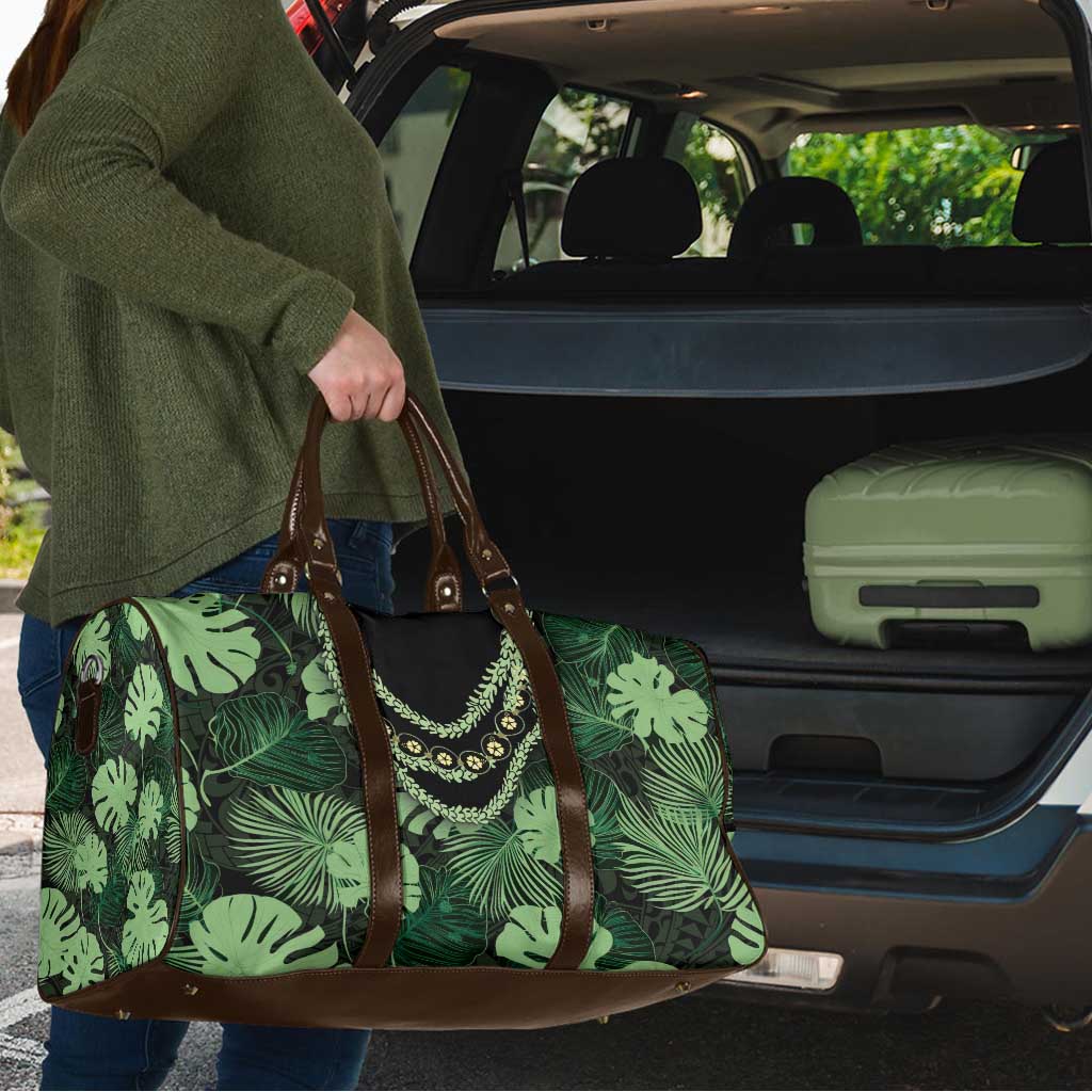 Green Hawaii Kukui Nut Lei Travel Bag Hawaiian Pattern Monstera Tropical Vibes LT14 - Polynesian Pride