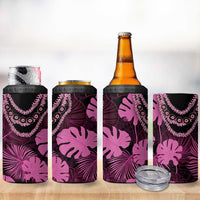 Pink Hawaii Kukui Nut Lei 4 in 1 Can Cooler Tumbler Hawaiian Pattern Monstera Tropical Vibes LT14 - Polynesian Pride