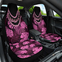 Pink Hawaii Kukui Nut Lei Car Seat Cover Hawaiian Pattern Monstera Tropical Vibes - Polynesian Pride