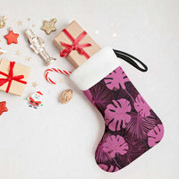 Pink Hawaii Kukui Nut Lei Christmas Stocking Hawaiian Pattern Monstera Tropical Vibes - Polynesian Pride