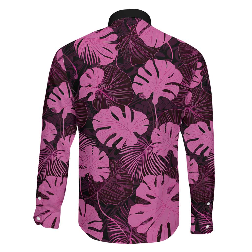 Pink Hawaii Kukui Nut Lei Family Matching Off Shoulder Maxi Dress and Hawaiian Shirt Hawaiian Pattern Monstera Tropical Vibes - Polynesian Pride