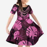 Pink Hawaii Kukui Nut Lei Family Matching Puletasi and Hawaiian Shirt Hawaiian Pattern Monstera Tropical Vibes - Polynesian Pride