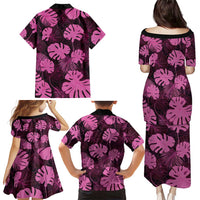 Pink Hawaii Kukui Nut Lei Family Matching Puletasi and Hawaiian Shirt Hawaiian Pattern Monstera Tropical Vibes - Polynesian Pride