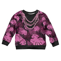 Pink Hawaii Kukui Nut Lei Kid Ugly Christmas Sweater Hawaiian Pattern Monstera Tropical Vibes - Polynesian Pride