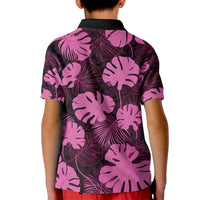 Pink Hawaii Kukui Nut Lei Kid Polo Shirt Hawaiian Pattern Monstera Tropical Vibes - Polynesian Pride