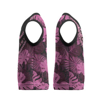 Pink Hawaii Kukui Nut Lei Christmas Knitted V-Neck Vest Hawaiian Pattern Monstera Tropical Vibes - Polynesian Pride