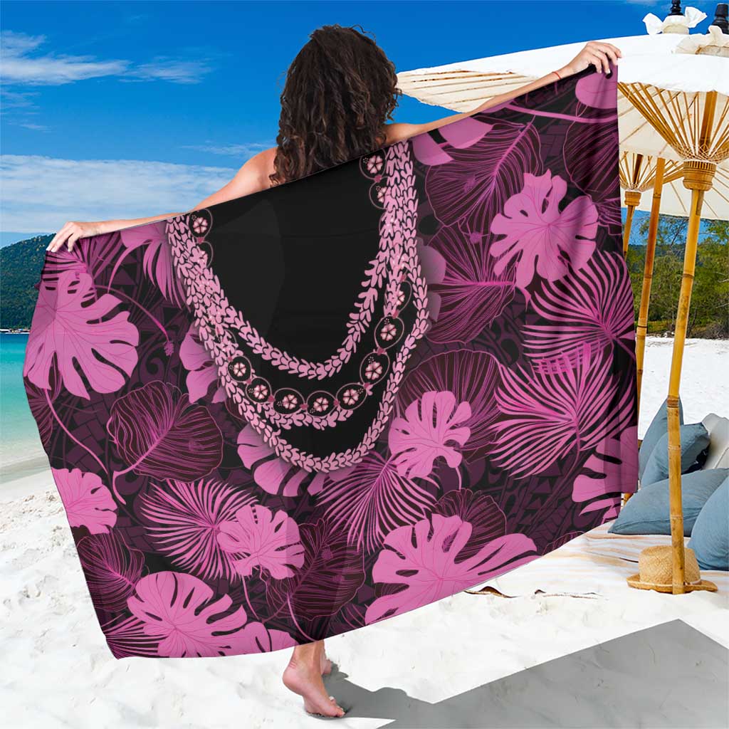 Pink Hawaii Kukui Nut Lei Sarong Hawaiian Pattern Monstera Tropical Vibes - Polynesian Pride