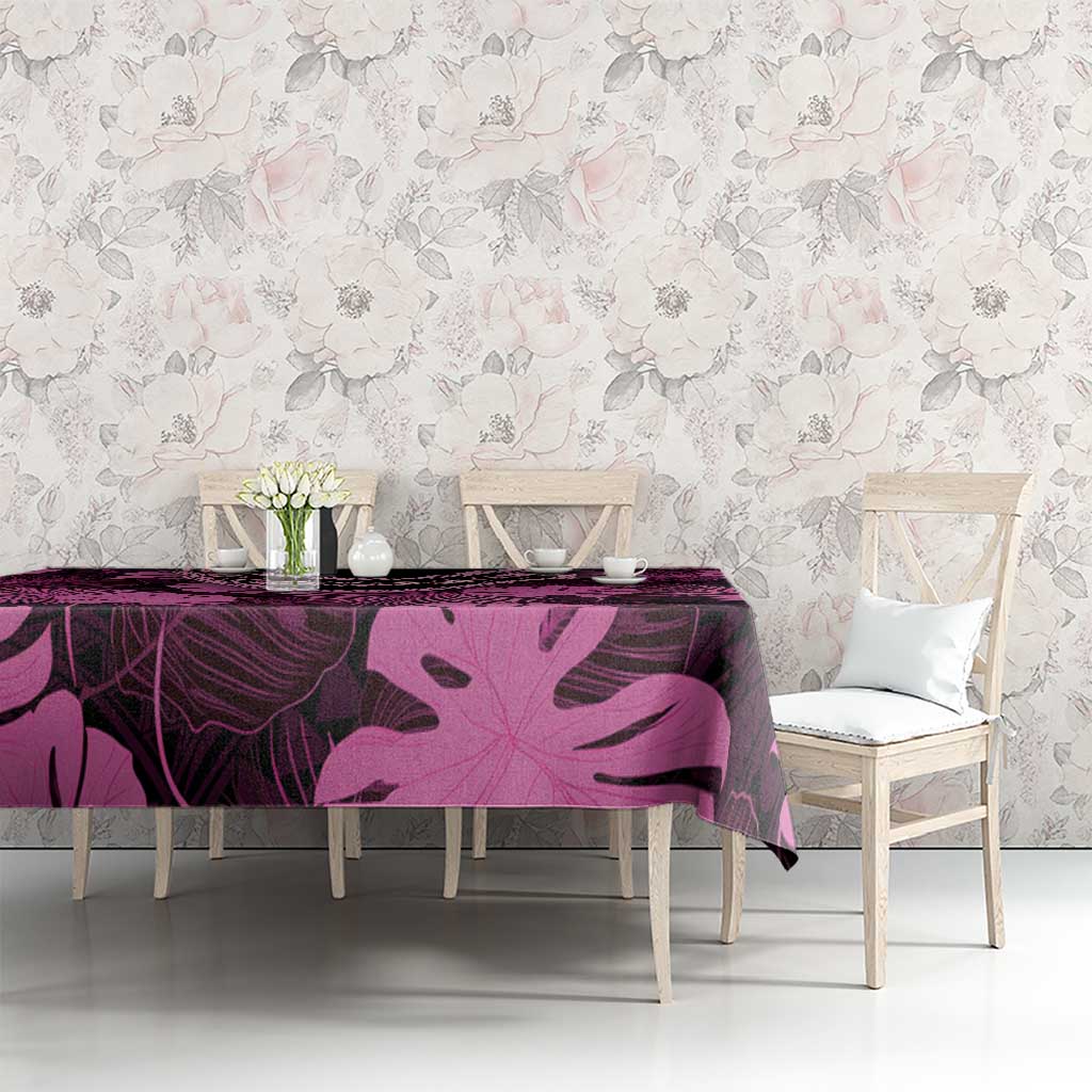 Pink Hawaii Kukui Nut Lei Tablecloth Hawaiian Pattern Monstera Tropical Vibes - Polynesian Pride