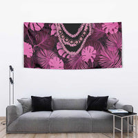 Pink Hawaii Kukui Nut Lei Tapestry Hawaiian Pattern Monstera Tropical Vibes - Polynesian Pride