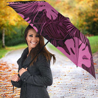 Pink Hawaii Kukui Nut Lei Umbrella Hawaiian Pattern Monstera Tropical Vibes - Polynesian Pride
