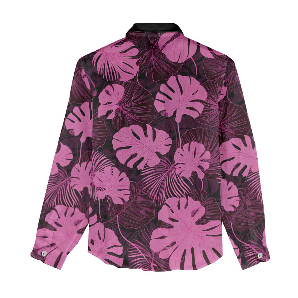 Pink Hawaii Kukui Nut Lei Women Casual Shirt Hawaiian Pattern Monstera Tropical Vibes - Polynesian Pride