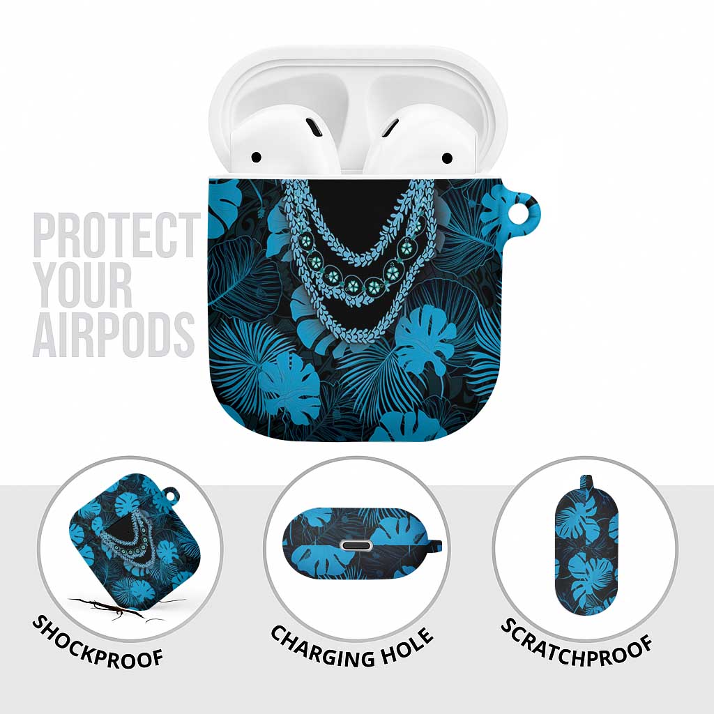 Blue Hawaii Kukui Nut Lei AirPods Case Hawaiian Pattern Monstera Tropical Vibes - Polynesian Pride