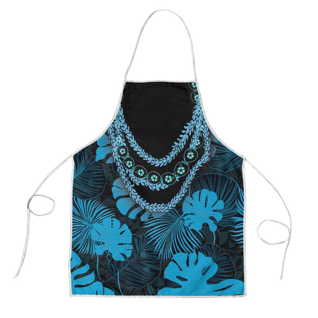 Blue Hawaii Kukui Nut Lei Apron Hawaiian Pattern Monstera Tropical Vibes - Polynesian Pride