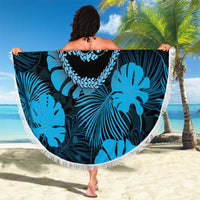 Blue Hawaii Kukui Nut Lei Beach Blanket Hawaiian Pattern Monstera Tropical Vibes - Polynesian Pride
