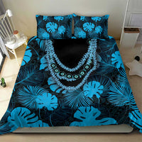 Blue Hawaii Kukui Nut Lei Bedding Set Hawaiian Pattern Monstera Tropical Vibes - Polynesian Pride