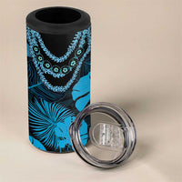 Blue Hawaii Kukui Nut Lei 4 in 1 Can Cooler Tumbler Hawaiian Pattern Monstera Tropical Vibes - Polynesian Pride
