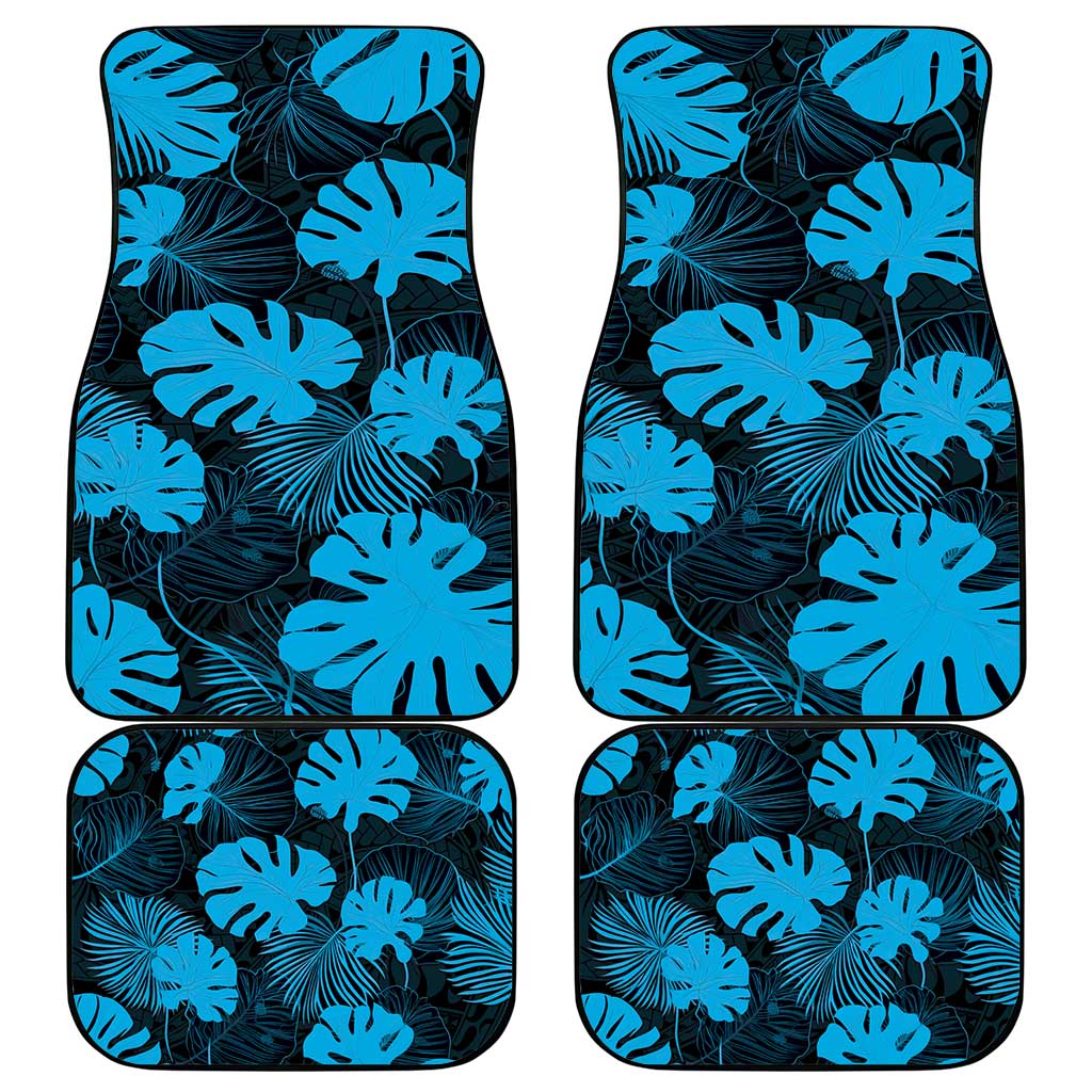 Blue Hawaii Kukui Nut Lei Car Mats Hawaiian Pattern Monstera Tropical Vibes - Polynesian Pride