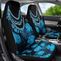 Blue Hawaii Kukui Nut Lei Car Seat Cover Hawaiian Pattern Monstera Tropical Vibes - Polynesian Pride
