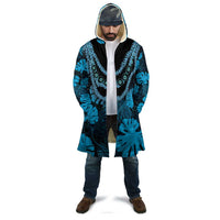 Blue Hawaii Kukui Nut Lei Cloak Hawaiian Pattern Monstera Tropical Vibes - Polynesian Pride