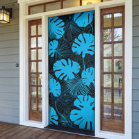 Blue Hawaii Kukui Nut Lei Door Cover Hawaiian Pattern Monstera Tropical Vibes - Polynesian Pride