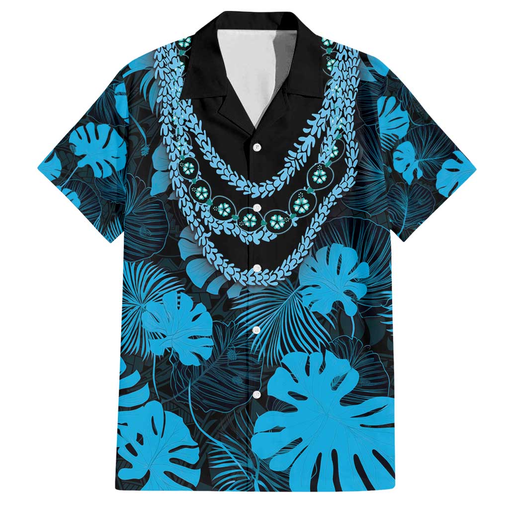 Blue Hawaii Kukui Nut Lei Family Matching Long Sleeve Bodycon Dress and Hawaiian Shirt Hawaiian Pattern Monstera Tropical Vibes - Polynesian Pride