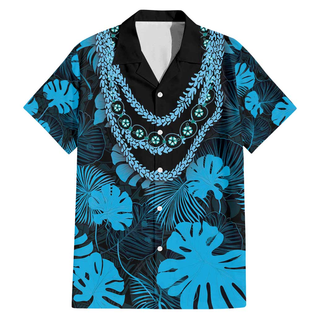 Blue Hawaii Kukui Nut Lei Family Matching Mermaid Dress and Hawaiian Shirt Hawaiian Pattern Monstera Tropical Vibes - Polynesian Pride