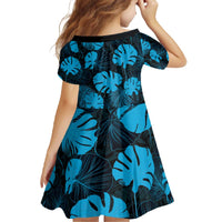 Blue Hawaii Kukui Nut Lei Family Matching Off The Shoulder Long Sleeve Dress and Hawaiian Shirt Hawaiian Pattern Monstera Tropical Vibes - Polynesian Pride
