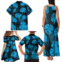 Blue Hawaii Kukui Nut Lei Family Matching Tank Maxi Dress and Hawaiian Shirt Hawaiian Pattern Monstera Tropical Vibes - Polynesian Pride