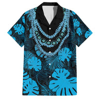 Blue Hawaii Kukui Nut Lei Hawaiian Shirt Hawaiian Pattern Monstera Tropical Vibes - Polynesian Pride