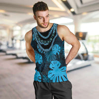 Blue Hawaii Kukui Nut Lei Men Tank Top Hawaiian Pattern Monstera Tropical Vibes - Polynesian Pride