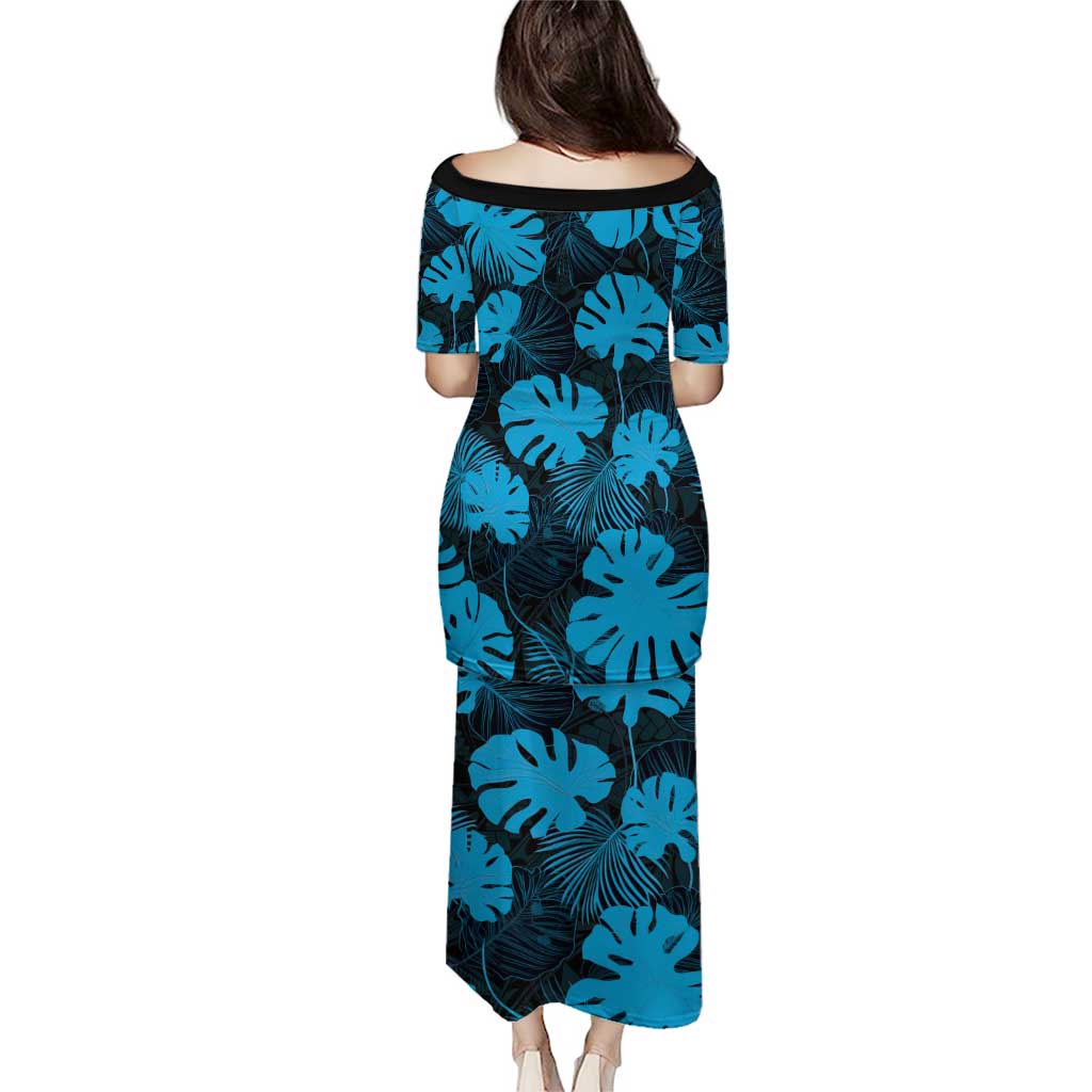 Blue Hawaii Kukui Nut Lei Puletasi Hawaiian Pattern Monstera Tropical Vibes - Polynesian Pride