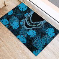 Blue Hawaii Kukui Nut Lei Rubber Doormat Hawaiian Pattern Monstera Tropical Vibes - Polynesian Pride