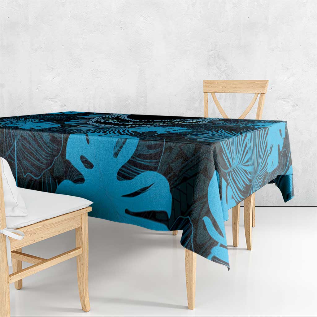 Blue Hawaii Kukui Nut Lei Tablecloth Hawaiian Pattern Monstera Tropical Vibes - Polynesian Pride