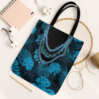 Blue Hawaii Kukui Nut Lei Tote Bag Hawaiian Pattern Monstera Tropical Vibes - Polynesian Pride