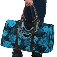 Blue Hawaii Kukui Nut Lei Travel Bag Hawaiian Pattern Monstera Tropical Vibes - Polynesian Pride
