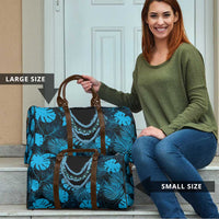 Blue Hawaii Kukui Nut Lei Travel Bag Hawaiian Pattern Monstera Tropical Vibes - Polynesian Pride