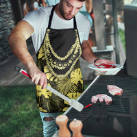 Yellow Hawaii Kukui Nut Lei Apron Hawaiian Pattern Monstera Tropical Vibes - Polynesian Pride