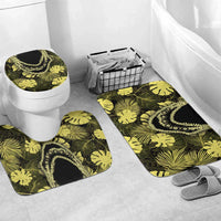 Yellow Hawaii Kukui Nut Lei Bathroom Set Hawaiian Pattern Monstera Tropical Vibes - Polynesian Pride