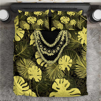 Yellow Hawaii Kukui Nut Lei Bedding Set Hawaiian Pattern Monstera Tropical Vibes - Polynesian Pride