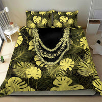 Yellow Hawaii Kukui Nut Lei Bedding Set Hawaiian Pattern Monstera Tropical Vibes - Polynesian Pride