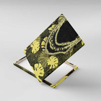 Yellow Hawaii Kukui Nut Lei Canvas Wall Art Hawaiian Pattern Monstera Tropical Vibes - Polynesian Pride