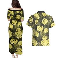 Yellow Hawaii Kukui Nut Lei Couples Matching Puletasi and Hawaiian Shirt Hawaiian Pattern Monstera Tropical Vibes LT14 - Polynesian Pride