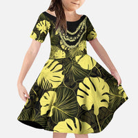 Yellow Hawaii Kukui Nut Lei Family Matching Mermaid Dress and Hawaiian Shirt Hawaiian Pattern Monstera Tropical Vibes - Polynesian Pride