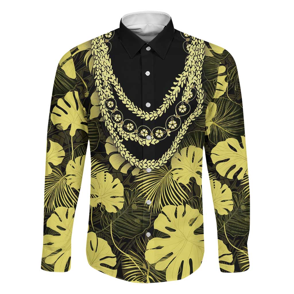 Yellow Hawaii Kukui Nut Lei Family Matching Mermaid Dress and Hawaiian Shirt Hawaiian Pattern Monstera Tropical Vibes - Polynesian Pride