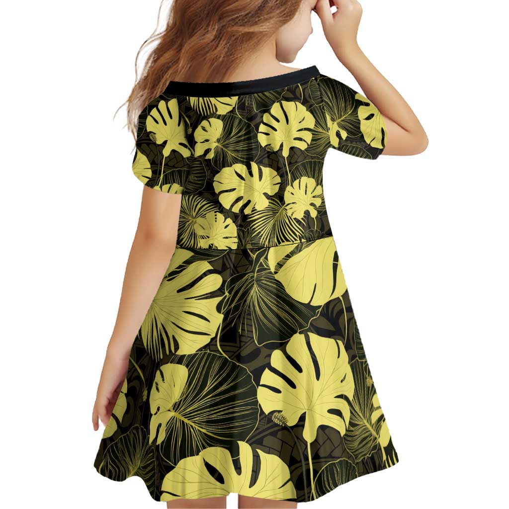 Yellow Hawaii Kukui Nut Lei Family Matching Puletasi and Hawaiian Shirt Hawaiian Pattern Monstera Tropical Vibes - Polynesian Pride