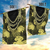 Yellow Hawaii Kukui Nut Lei Garden Flag Hawaiian Pattern Monstera Tropical Vibes - Polynesian Pride