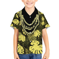 Yellow Hawaii Kukui Nut Lei Hawaiian Shirt Hawaiian Pattern Monstera Tropical Vibes - Polynesian Pride